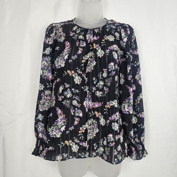 Rebecca Taylor Jewel Paisley 100% Silk Long Sleeve Blouse Size 4 - Picture 5 of 16